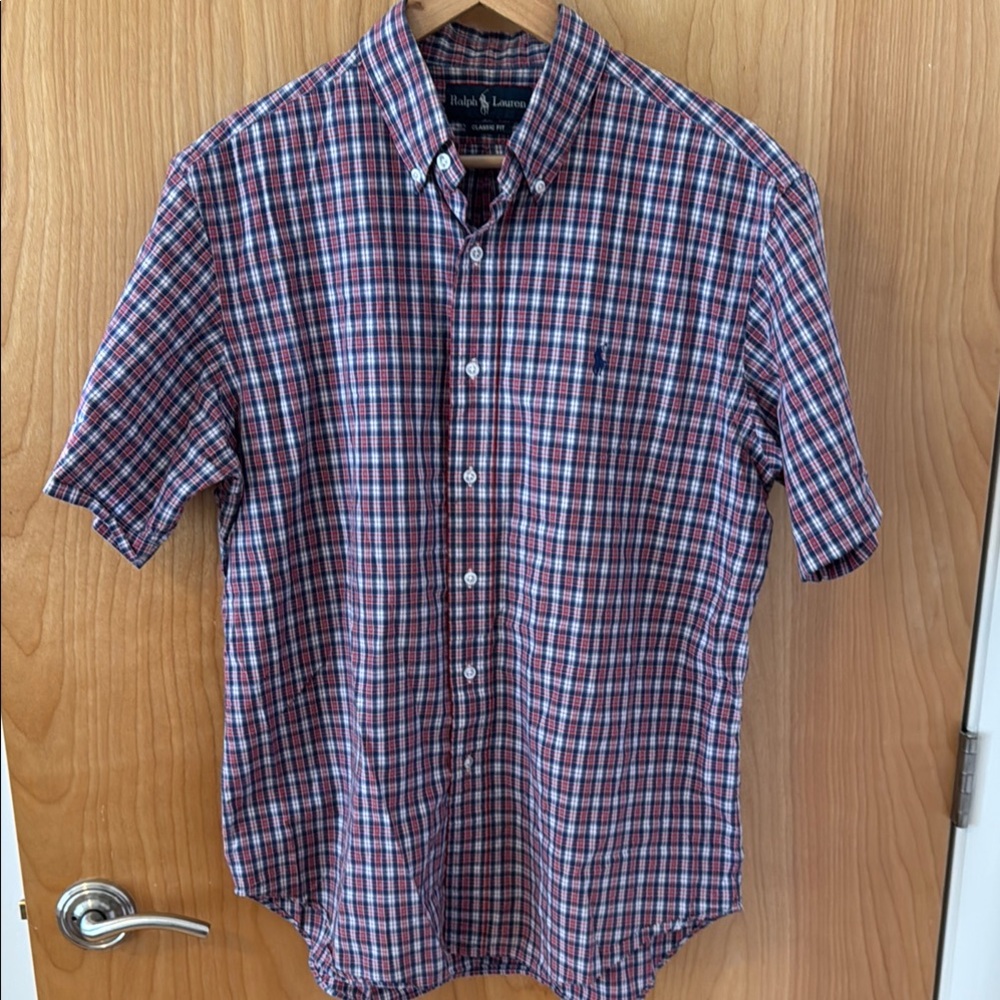 Ralph Lauren Red and Blue Casual Button Down Shirt